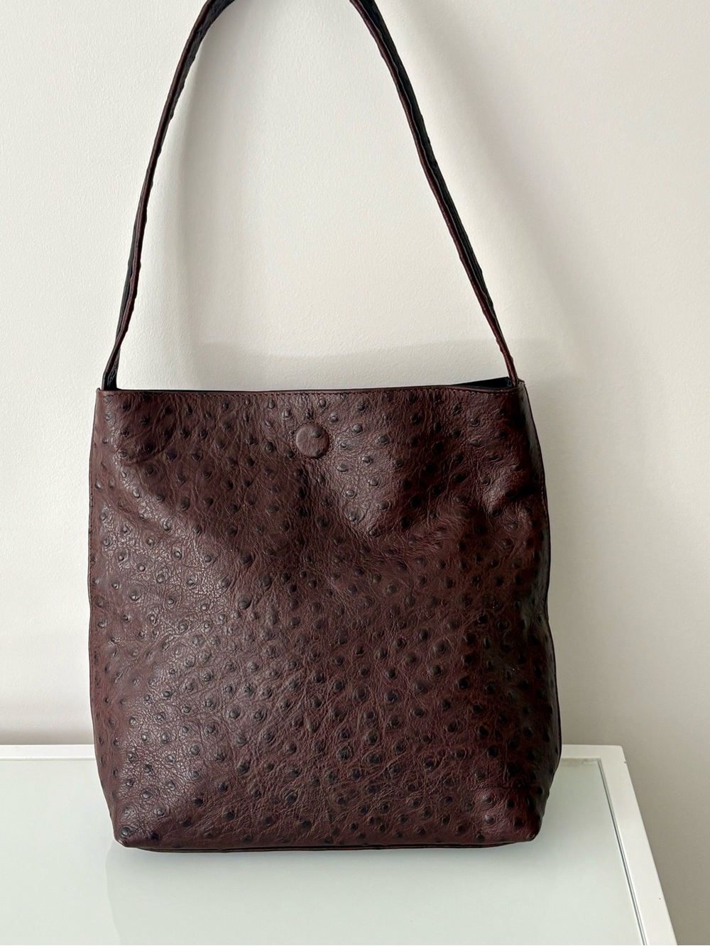 Brown Ostrich-Leather Shoulder Bag